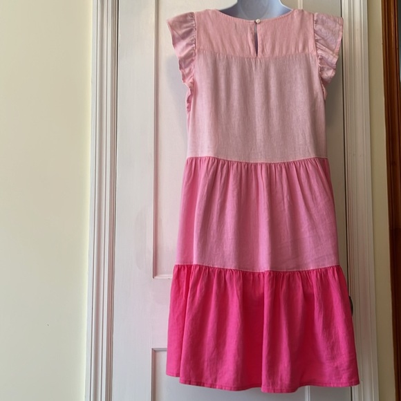 J. Crew Linen Dress Pink Tiered Ruffle Sleeveless Womens 4 Pockets Flowy Cottage - Picture 16 of 17